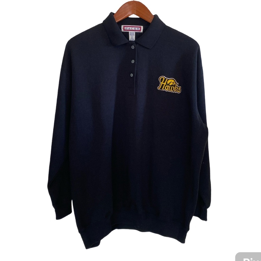 Vintage Iowa Hawkeye Long Sleeve Polo-Size L